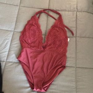 One piece lace bathing suit